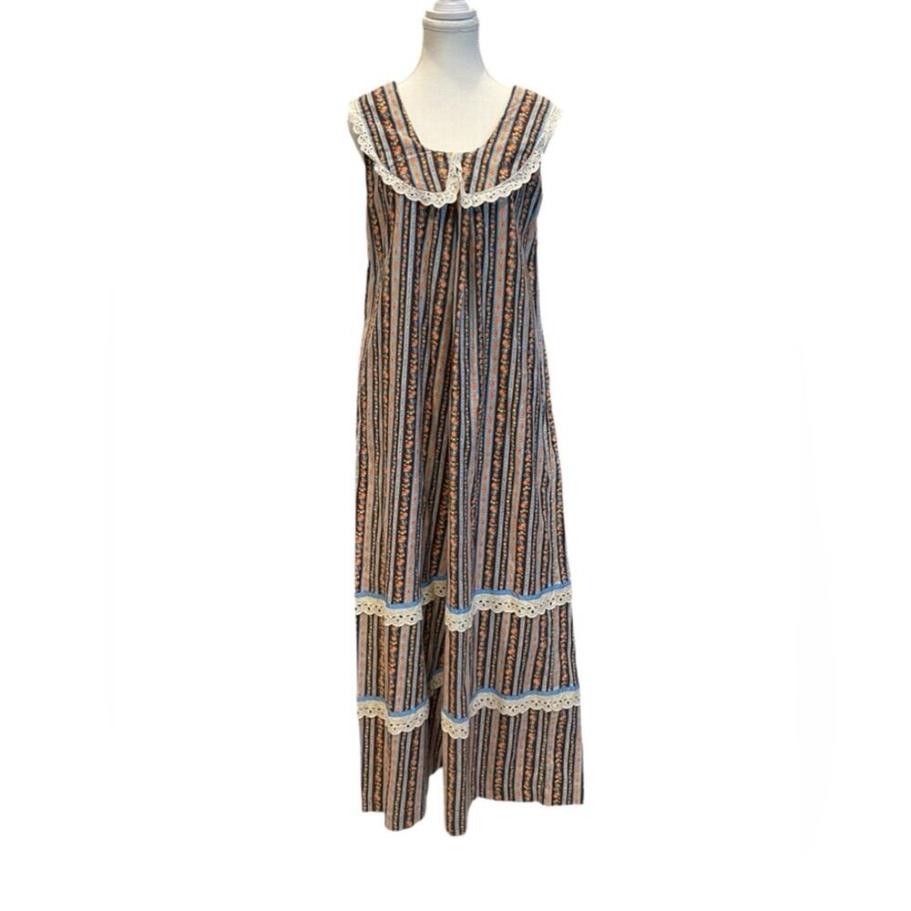 Vintage Mcinerny Hilda Hawaii Lace Detail Sleeveless Boho Dress Size: L